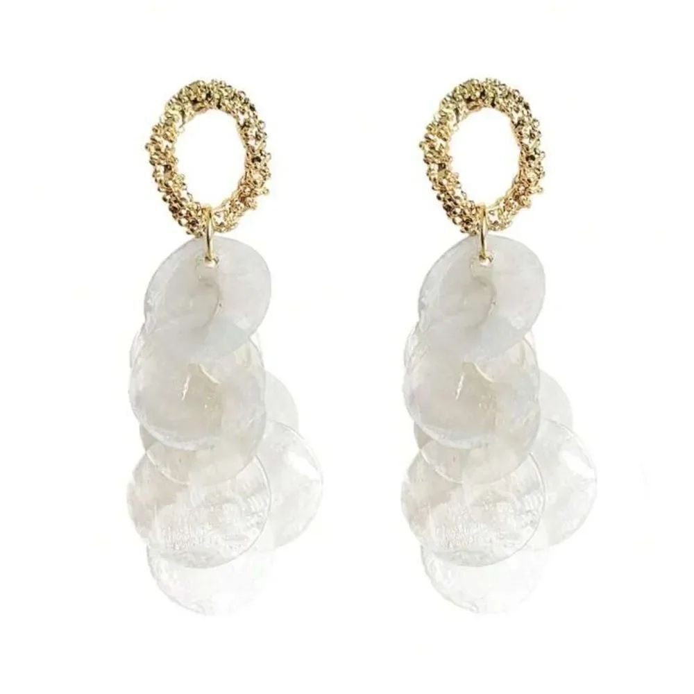 Gold and White Earrings N917